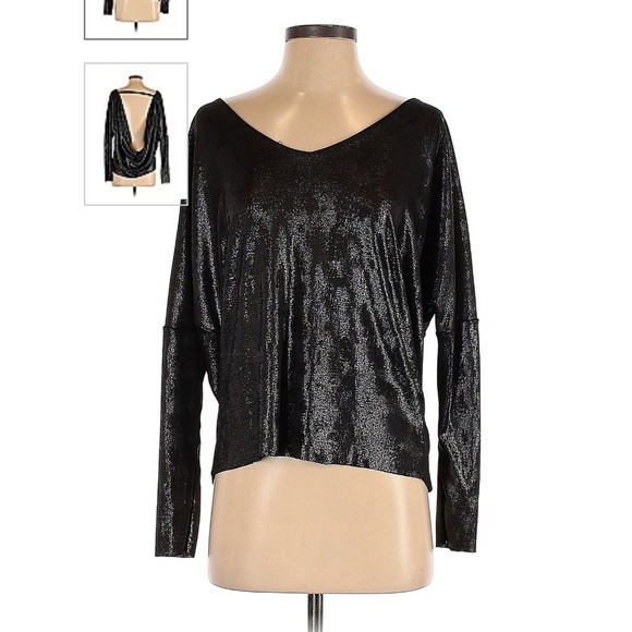 silence + noise Tops - NWT Silence + Noise long sleeve metallic shiny blouse open back sz S 66170